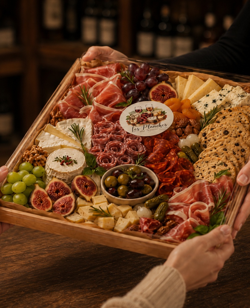 Récupération d'une planche apéritif à emporter chez Les Planches du Castelas